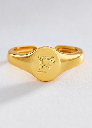 Luv AJ Initial Oval Signet Ring