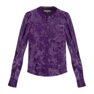 Dsquared2 Shirts, female, Purple, Size: 2XS Transparent Shirt with Decorative Pattern