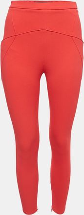 Elisabetta Franchi Coral Pink Crepe Slim Fit Pants