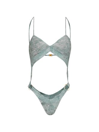 Amir Slama x Jade Picon badpak met uitgesneden bloemen - Blauw