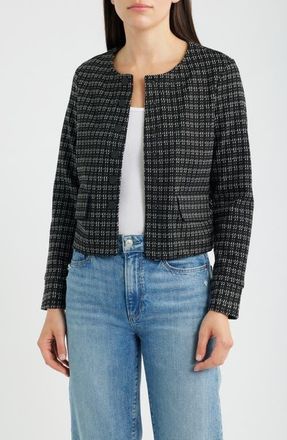 Nic+Zoe Collarless Jacquard Knit Jacket in Black Multi at Nordstrom, Size Xx-Large