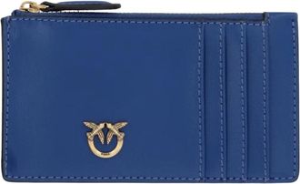 Pinko Klassieke Leren Portemonnee - Dames - Portefeuilles - Blauw - ONE Size - Leer - Accessoires
