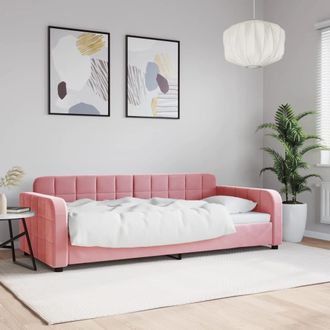 vidaXL Sof&aacute; Cama Sin Colch&oacute;n Terciopelo Rosa 90x200 Cm Vidaxl