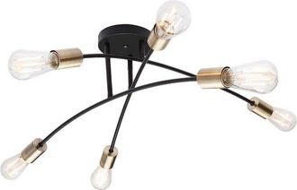 ETC Shop Etc-shop - Lampada da soffitto design soggiorno sala da pranzo illuminazione ottone antico lampada nera