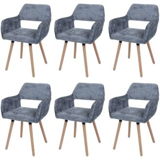 Hhg Hhg - Nunca Usado] Juego De 6 Silla De Comedor 867 Ii, Silla De Cocina Silla Tapizada, Madera Tela/textil Chenilla (465g/m&sup2;) Mvg, Gris Oscuro