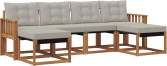 vidaXL Conjunto De Sof&aacute;s De Exterior 6 Uds. Gris Natural Y Claro Vidaxl