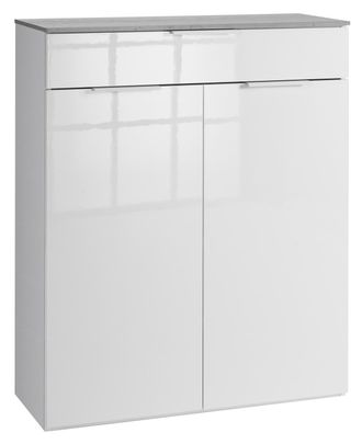 Composad Composad Scarpiera Galaverna Mobile Con 1 Cassetto E 2 Ante, (lxaxp) 90x108,30x35 Cm, Colore Cemento E Bianco Laccato, Made In Italy