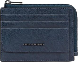 Piquadro Wallets & Cardholders, male, Blue, Size: ONE SIZE Zipped Coin Purse with Document Holder