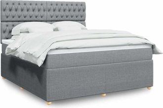 vidaXL Vidaxl - Cama Box Spring Con Colch&oacute;n Tela Gris Claro 180x200 Cm