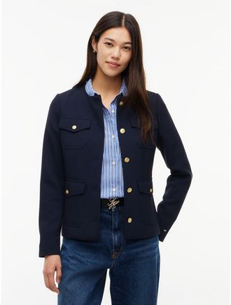 Tommy Hilfiger Womens Slim Fit Ponte Multi-Pocket Jacket - Dark Blue - 4