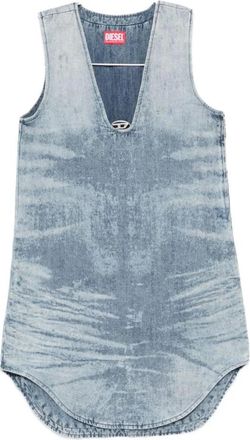Diesel Geribbelde Bodycon Midi Jurk van Tricot met Cut-Out Detail - Dames - Korte kleedjes - Blauw - S - Denim - Kleedjes