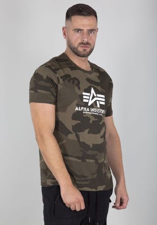 Alpha Industries T-Shirt ALPHA INDUSTRIES Basic T-Shirt, Herren, Gr. XXL, gr&uuml;n (olive camo), Single Jersey, Obermaterial: 100% Baumwolle, bedruckt, regular fit normal,