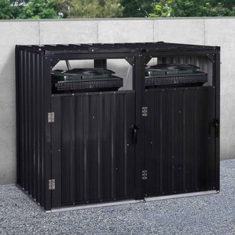 IDMarket Cubo De Basura Doble De Acero Gris Antracita