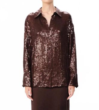 Maria Cher Cardales Cyrus Sequin Shirt In Dark Brown