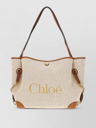 Chlo&eacute; canvas shoulder tote bag chain detail