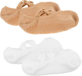 Cabilock 2 Pairs Dance Barefoot Socks Ballet Straps Socks Yoga Workout Dance Grip Ballet Workout for Yoga