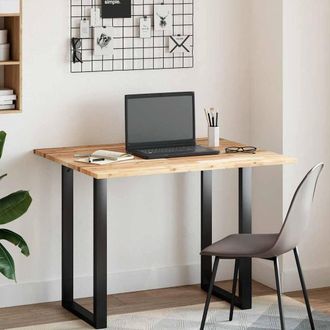 Berkfield Home Desk Top Untreated 100x80x2 cm Solid Wood Acacia in Brown | Size: 100 x 80 x 2 cm