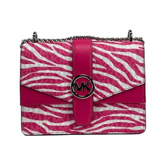 Michael Kors Zebra Print Ketting Schoudertas - Dames - Tassen - Grijs - Maat: ONE Size