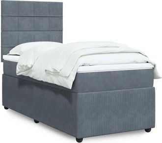 vidaXL Cama Box Spring Con Colch&oacute;n Terciopelo Gris Oscuro 90x190 Cm Vidaxl