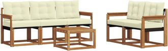 vidaXL Conjunto De Sof&aacute;s De Exterior 6 Uds. Natural Y Crema Vidaxl
