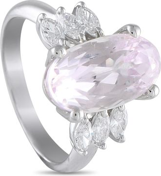 Luxury Bazaar Platinum 0.53 ct Diamond and 6.03 ct Oval Kunzite Ring MF17-073125