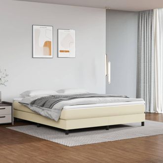 vidaXL Cama Box Spring Con Colch&oacute;n Cuero Sint&eacute;tico Crema 160x200 Cm Vidaxl