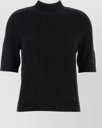 Loulou Studio cashmere ribbed high neck short sleeve sweater