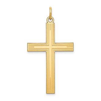 Diamond2Deal 14k Yellow Gold Laser Designed Cross Pendant