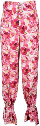 Feminista High Waist Trousers with Floral Pattern and Tied Ankle Detail