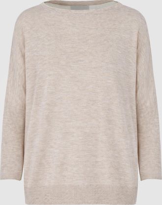 Eric Bompard Pull Ras de Cou Col Bateau Oversized Ultrafin Manches 3/4 Tourterelle