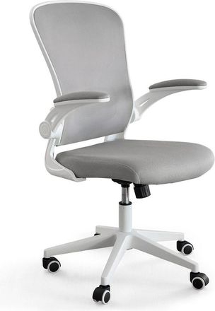 Home Heavenly Home Heavenly - Silla Escritorio Giratoria Elevable Carly, Ergon&oacute;mica Con Soporte Lumbar Y Reposabrazos Abatibles. 109x64x66 Cm Color: Gris Y Blanco