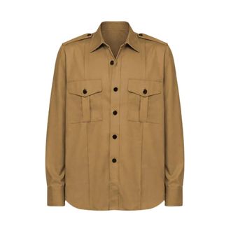 Ernest W. Baker Militaire Overshirt - Heren - Casual Overhemden - Beige - L - Leer - Overhemden