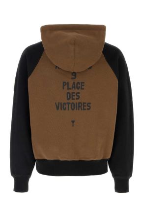 Ami Mens Brown Cotton Sweatshirt Hazelnutblack Exterior: Felpe