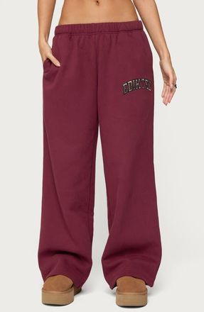 Edikted Camo Crush Logo Wide Leg Sweatpants in Burgundy at Nordstrom, Size X-Large