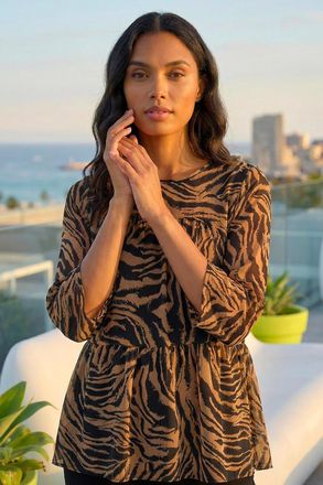 Roman Animal Print Tiered Top