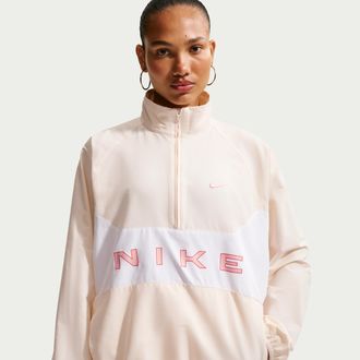 Nike Womens Nike Sportswear Oversized 1/4-Zip Jacket in White | IF0530-103