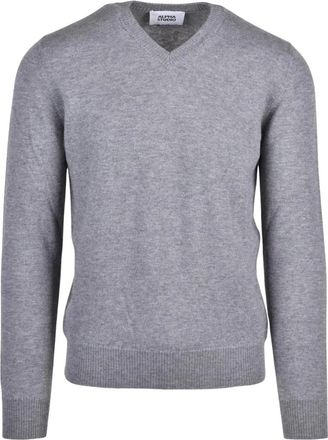 Alpha Studio Truien & Vesten, Heren, Grijs, S, Wol, Pullover met V-hals