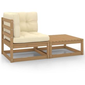 vidaXL Set Divani da Giardino 2 pz e Cuscini ambra in Massello di Pino - Vidaxl