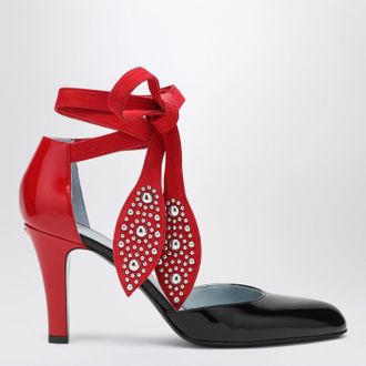 Valentino Garavani Black and red Foliefoliage d&eacute;collet&eacute;