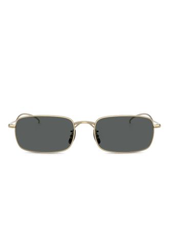 Oliver Peoples rectangle-frame sunglasses - unisex - Titanium - 53 - Gold