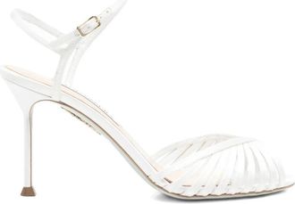 Aquazzura Sandalen met hoge hak - Dames - Sandalen met hakken - Wit - 39 1/2 EU - Satijn - Schoenen