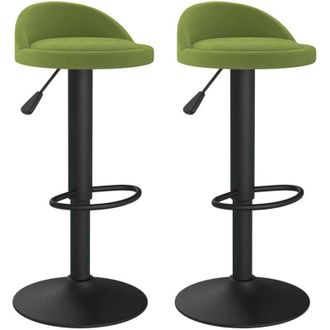 vidaXL vidaXL Sgabelli da Bar 2 pz Verde Chiaro in Velluto