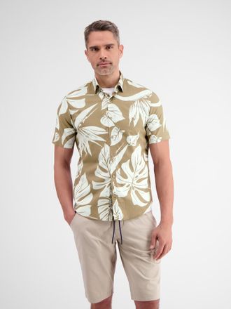 Lerros Kurzarmhemd LERROS Kurzarmhemd im Hawaiian-Style, Herren, Gr. S, Normalgr&ouml;ssen, beige (desert sand), 100% Baumwolle, Hemden Kurzarmhemd