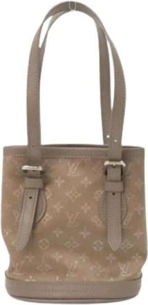 Louis Vuitton Pre-owned Satin Bucket Bag - Dames - Vintage Tas - Beige - ONE Size - Satijn - Vintage