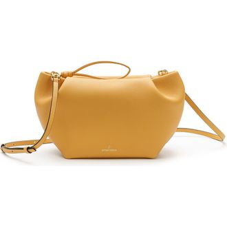 La Portegna Marta Leather Clutch Bag With Shoulder Strap in Yellow at Nordstrom