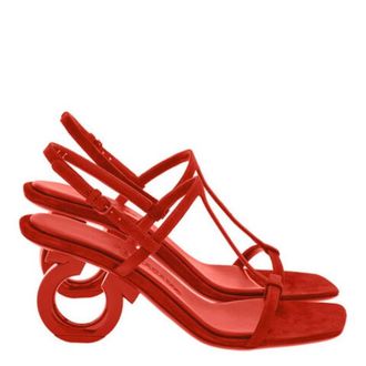 Ferragamo Elina Gancini Heel Sandals, Size 6.5 D