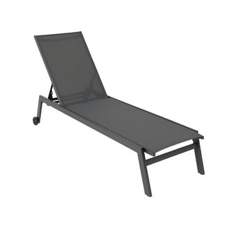 ED&Egrave;N JARD&Iacute; Tumbona para jard&iacute;n de aluminio apilable, antracita, 190,5x55x32,5cm