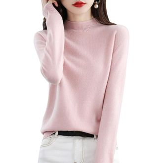 Generic Cashmere Sweaters for Women, 100% Cashmere Lightweight Long Sleeve Crew Neck Pullover Knit Jumpers (Pink,X-Large)