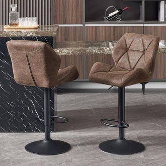 Woltu 2x Sgabelli da Bar Design con Schienale, Marrone Scuro