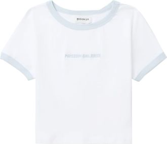 Musium Div. logo-embroidered cropped T-shirt - women - Cotton - S - White